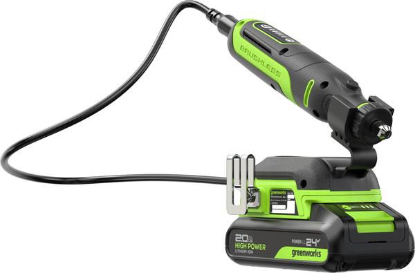 Изображение товара Гравер Greenworks G24RT бесщеточный 24V / 3200807CUA (с АКБ 2Ач, ЗУ, сумкой и оснасткой 52шт)