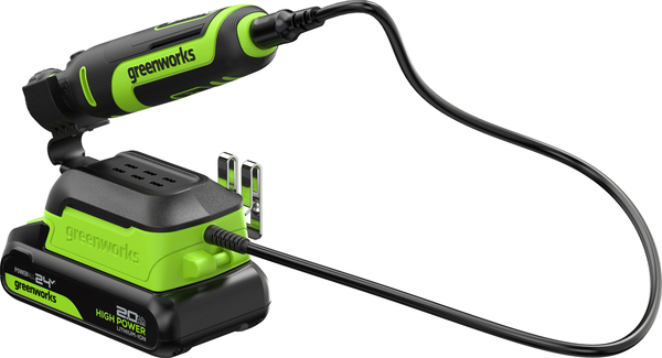 Изображение товара Гравер Greenworks G24RT бесщеточный 24V / 3200807CUA (с АКБ 2Ач, ЗУ, сумкой и оснасткой 52шт)