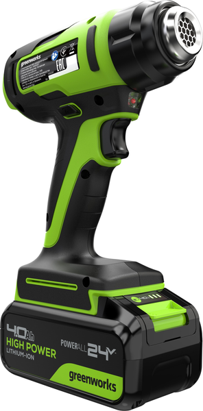 Изображение товара Строительный фен Greenworks G24HG 24V 550°С / 3400207CUB (с АКБ 4Ач и ЗУ)
