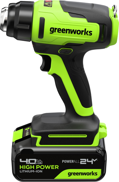 Изображение товара Строительный фен Greenworks G24HG 24V 550°С / 3400207CUB (с АКБ 4Ач и ЗУ)