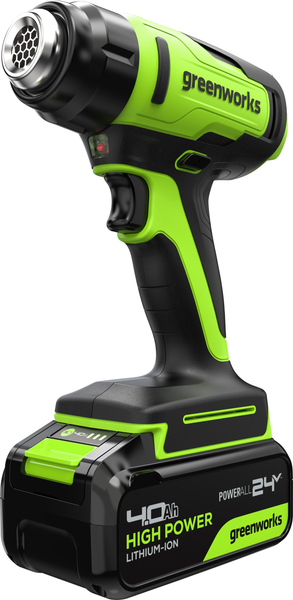 Изображение товара Строительный фен Greenworks G24HG 24V 550°С / 3400207CUB (с АКБ 4Ач и ЗУ)