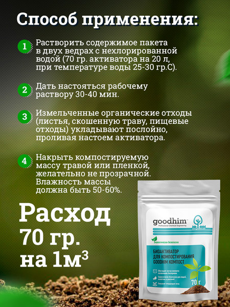 Изображение товара Набор биоактиваторов GoodHim Компост (6x70г)