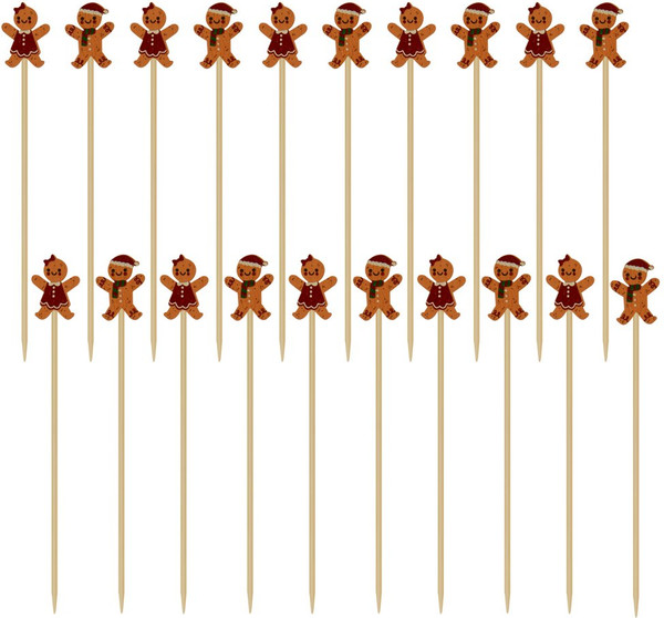 Изображение товара Набор шпажек для канапе Мультидом Пряничный человечек / VL2-451 (20шт)