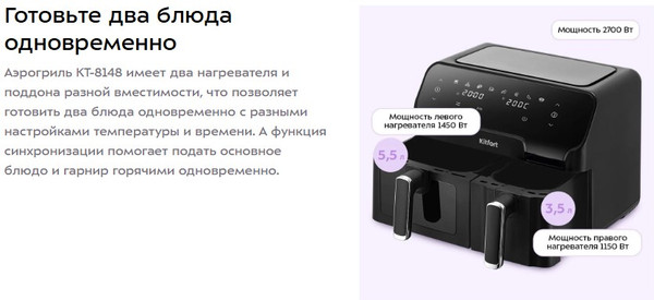 Изображение товара Аэрогриль Kitfort КТ-8148