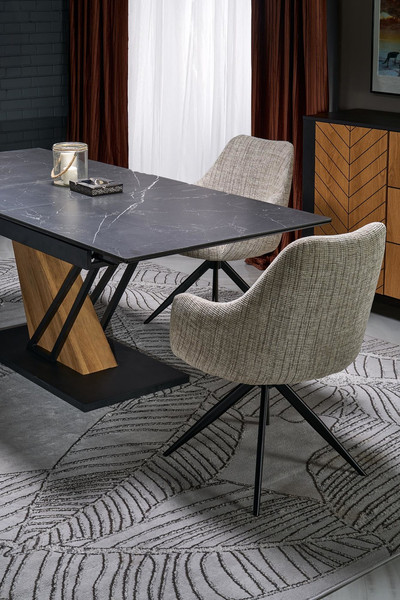 Изображение товара Обеденный стол Halmar Volant 140-180x90 (черный мрамор/дуб золотой)