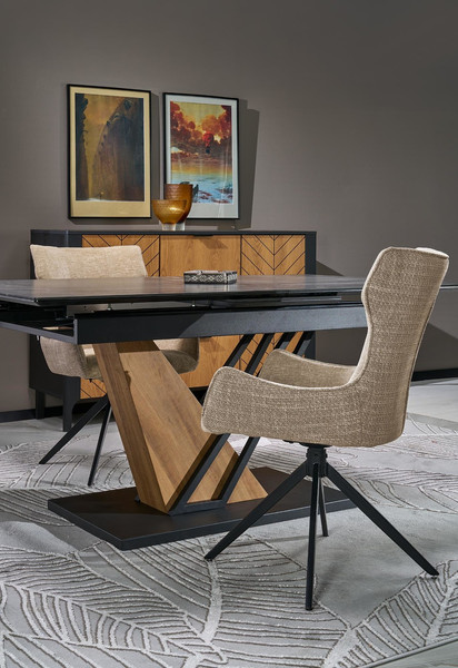 Изображение товара Обеденный стол Halmar Volant 140-180x90 (черный мрамор/дуб золотой)