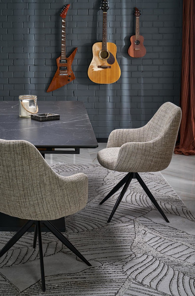 Изображение товара Обеденный стол Halmar Volant 160-200x90 (черный мрамор/дуб золотой)