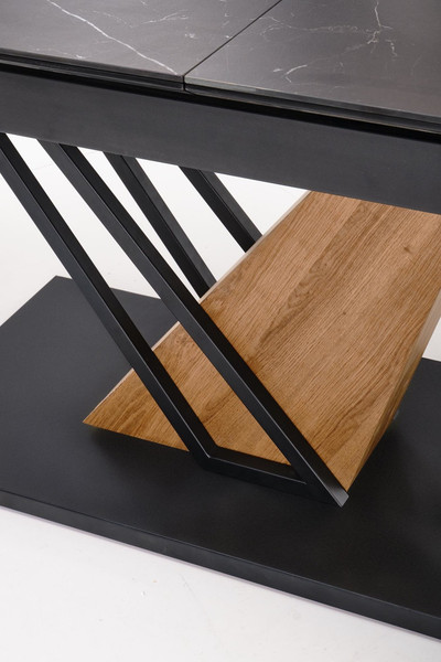 Изображение товара Обеденный стол Halmar Volant 160-200x90 (черный мрамор/дуб золотой)