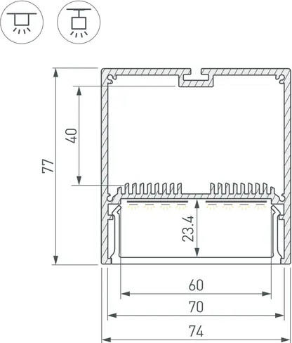 Изображение товара Профиль для светодиодной ленты Arlight SL-LINE-7477-2500 WHITE+OPAL / 021372