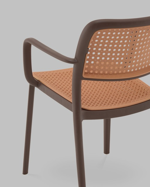 Изображение товара Стул пластиковый Stool Group Yona с подлокотниками / PP-297 (коричневый)