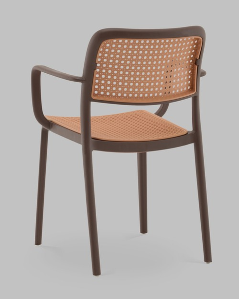 Изображение товара Стул пластиковый Stool Group Yona с подлокотниками / PP-297 (коричневый)