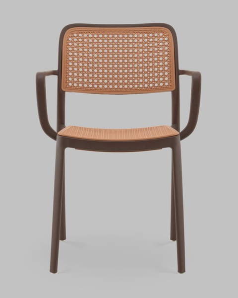 Изображение товара Стул пластиковый Stool Group Yona с подлокотниками / PP-297 (коричневый)