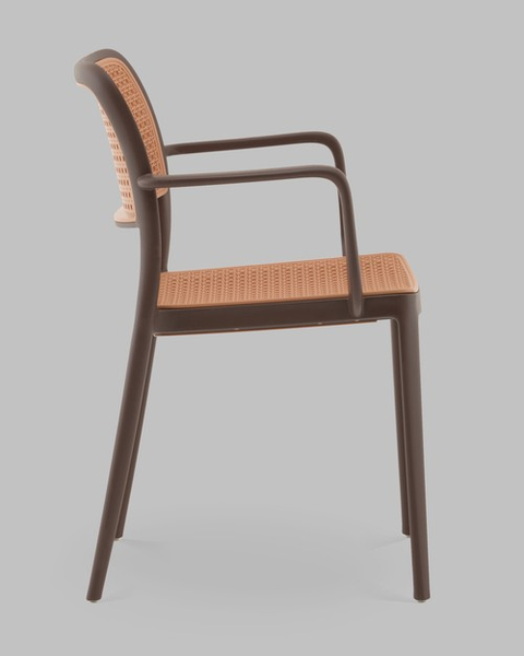 Изображение товара Стул пластиковый Stool Group Yona с подлокотниками / PP-297 (коричневый)