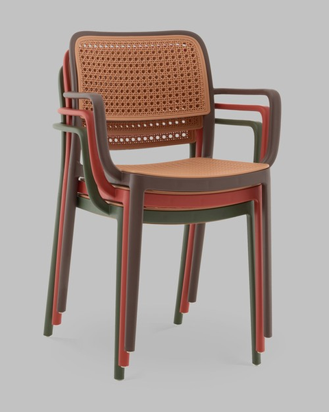 Изображение товара Стул пластиковый Stool Group Yona с подлокотниками / PP-297 (коричневый)