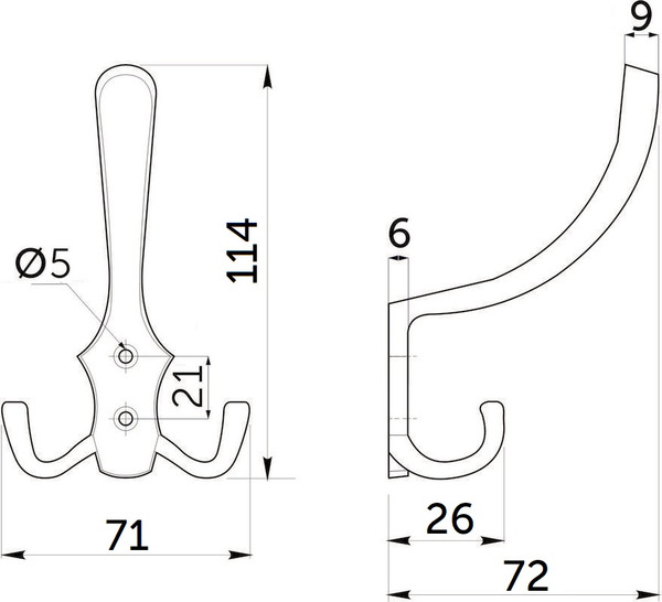 Изображение товара Крючок для одежды AKS WP59 Gridli (черный матовый)