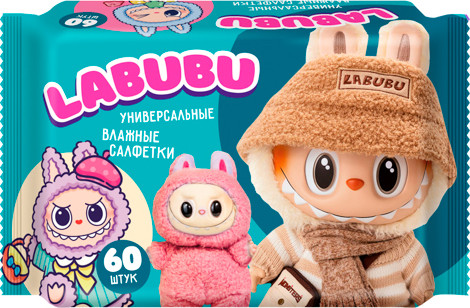 Изображение товара Влажные салфетки Labubu универсальные mix (60шт)