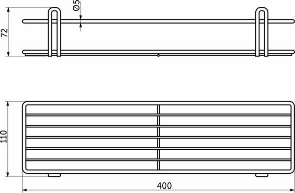 Изображение товара Полка для ванной AKS прямая 1-ярусная 400x110x72 / 91 251 (серебро)