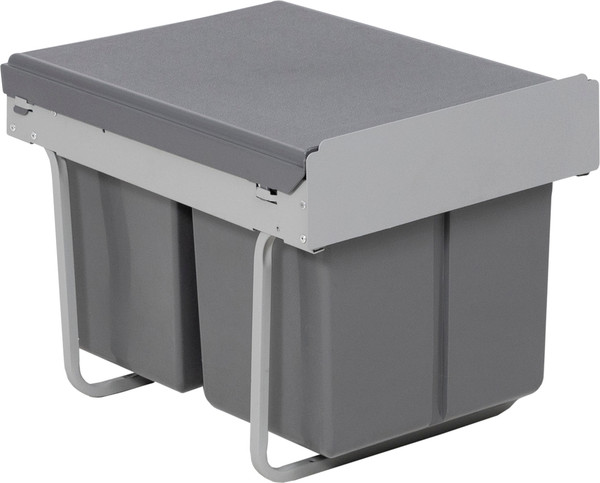 Изображение товара Корзина мусорная выдвижная AKS 18+18л 400мм / 90 609 (серый)