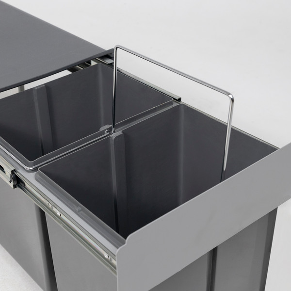 Изображение товара Корзина мусорная выдвижная AKS 18+18л 400мм / 90 609 (серый)