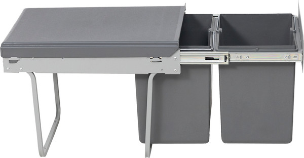 Изображение товара Корзина мусорная выдвижная AKS 18+18л 400мм / 90 609 (серый)