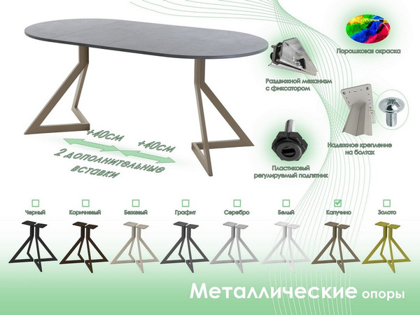 Изображение товара Обеденный стол AMC Elite Е20(800) D1 (капучино/бетон чикаго светло-серый)