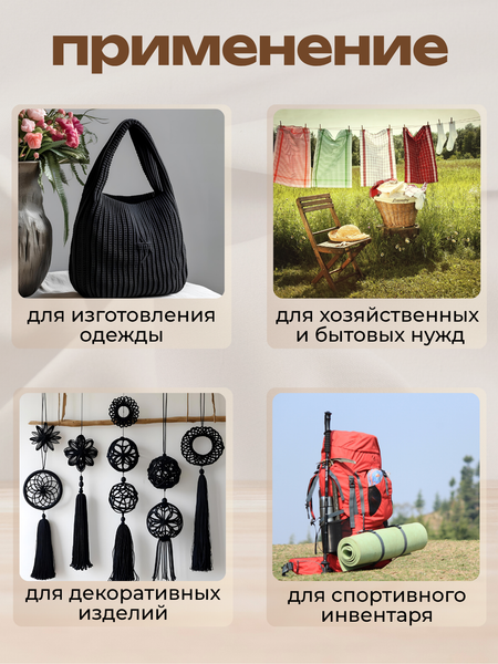 Изображение товара Шнур хозяйственный Мегакорд 3мм / 010589 (200м, черный)
