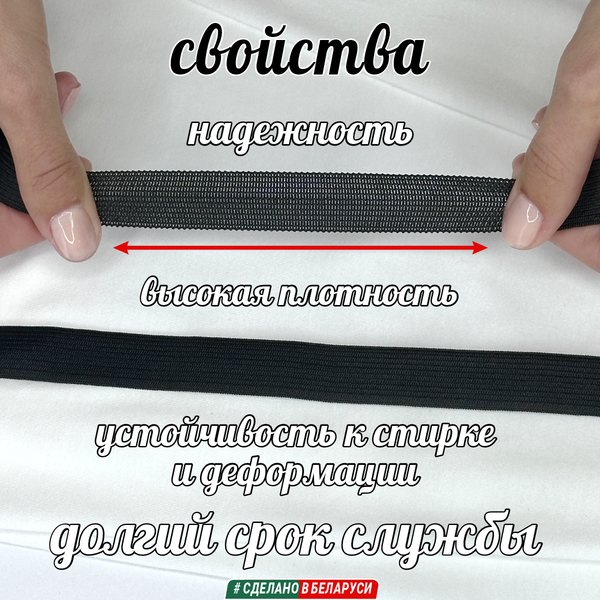 Изображение товара Тесьма для шитья Мегакорд Вязаная эластичная 20мм / 010587 (3м, черный)