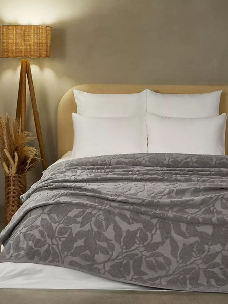 Изображение товара Покрывало Arya Leaves 150x200 / 8680943258014 (темно-серый)