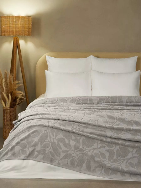 Изображение товара Покрывало Arya Leaves 200x240 / 8680943258052 (светло-серый)