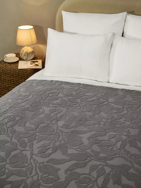 Изображение товара Покрывало Arya Leaves 200x240 / 8680943258069 (темно-серый)