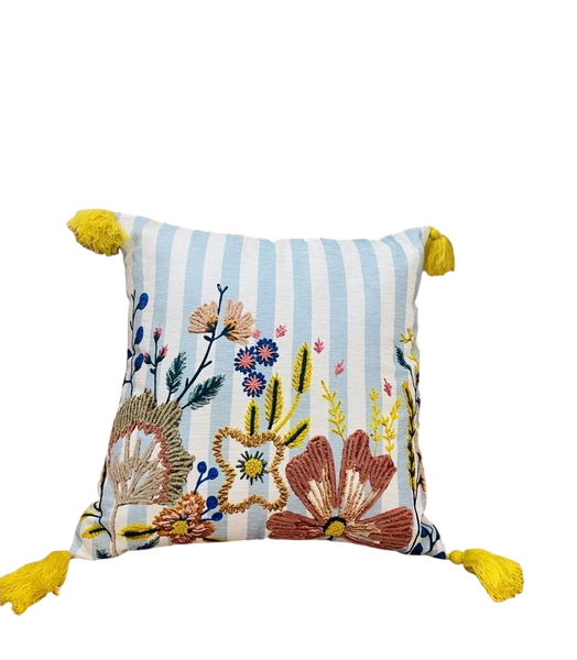 Изображение товара Чехол на подушку Arya Bright Flowers / 8680943256560 (белый/голубой)