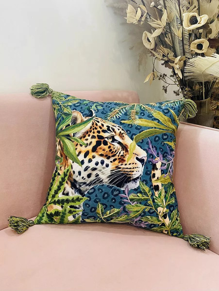 Изображение товара Чехол на подушку Arya Jungle Leopard / 8680943256607 (синий/зеленый)