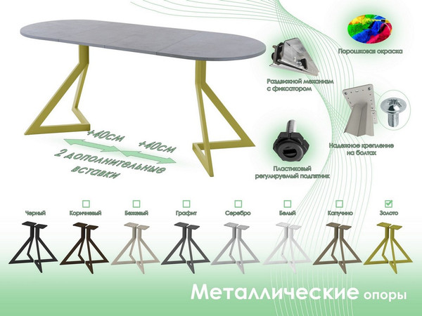 Изображение товара Обеденный стол AMC Elite Е20(1100) D3 (золото/бетон чикаго светло-серый)