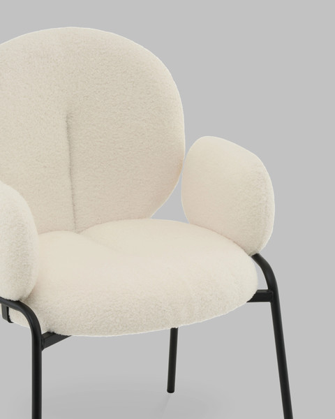 Изображение товара Стул Stool Group Моллек с подлокотниками / AV 338-F01-9005 (букле молочный)