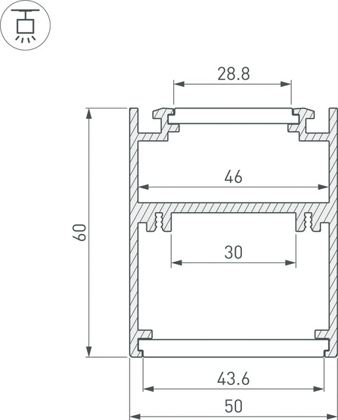 Изображение товара Профиль для светодиодной ленты Arlight SL-ARC-5060-LINE-2500 BLACK / 029266