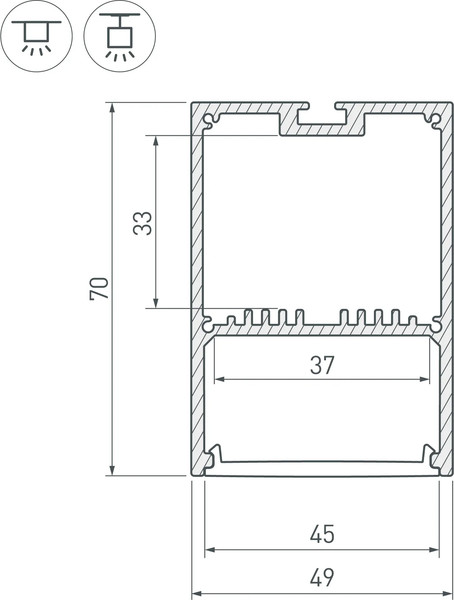 Изображение товара Профиль для светодиодной ленты Arlight SL-LINE-4970-2500 BLACK+OPAL / 027989