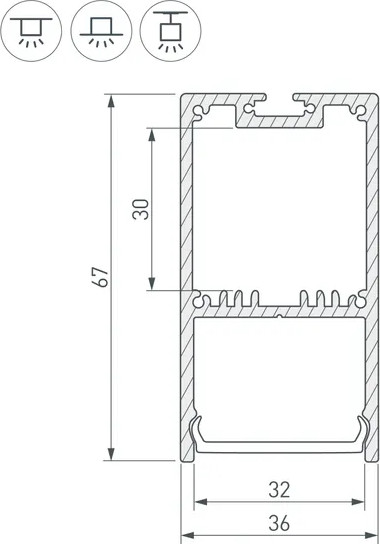 Изображение товара Профиль для светодиодной ленты Arlight SL-LINE-3667-2500 ANOD+OPAL / 020463