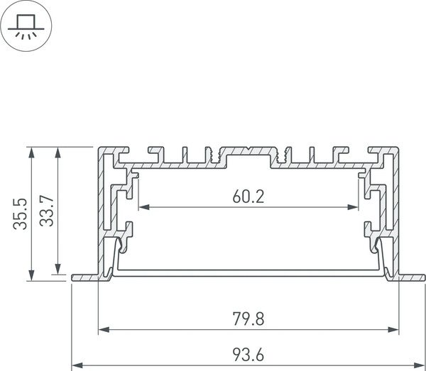 Изображение товара Профиль для светодиодной ленты Arlight S2-LINIA94-F-2500 ANOD+OPAL / 021178(1)