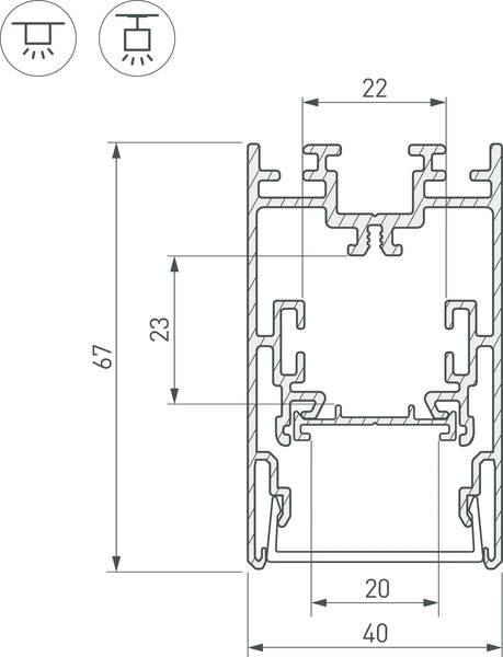 Изображение товара Профиль для светодиодной ленты Arlight S2-LINE-4067-2500 ANOD+OPAL / 021172