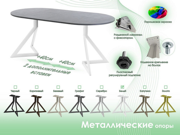 Изображение товара Обеденный стол AMC Elite Е20(900) D1 (белый/бетон чикаго светло-серый)