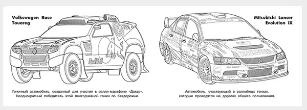 Изображение товара Раскраска Фламинго Гоночные машины, мягкая обложка