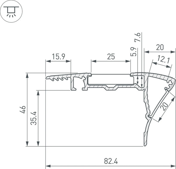 Изображение товара Профиль для светодиодной ленты Arlight ALU-STAIR-DK-2000 ANOD+FROST / 015473