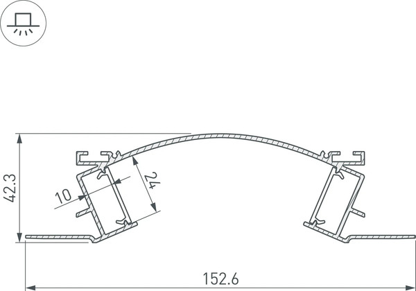Изображение товара Профиль для светодиодной ленты Arlight ALM-ARC-DOUBLE-2000 ANOD+FROST / 029852