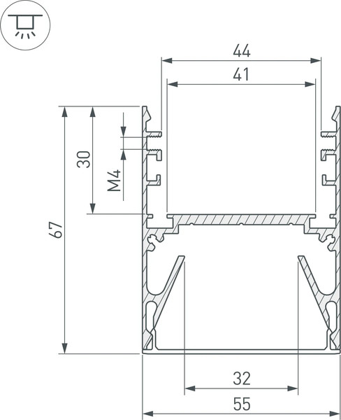 Изображение товара Профиль для светодиодной ленты Arlight ALU-LINE-DUO-2000 ANOD+OPAL / 024188