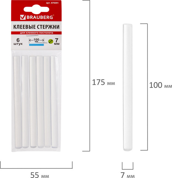Изображение товара Клеевые стержни Brauberg 670291 (6шт)