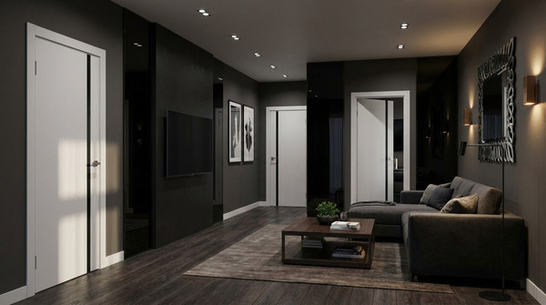 Изображение товара Дверь межкомнатная Юни Эмаль Line 2 70x200 (белый/черный)