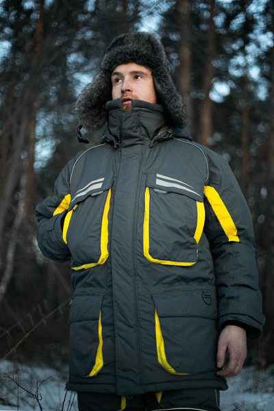 Изображение товара Костюм для охоты и рыбалки Taygerr Камчатка Таслан/Графит-Желтый Зима -45 (р.56-58/182-188)