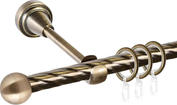 Изображение товара Карниз для штор АС ФОРОС Grace D19К + наконечники Шар Стюард (1.6м, антик)