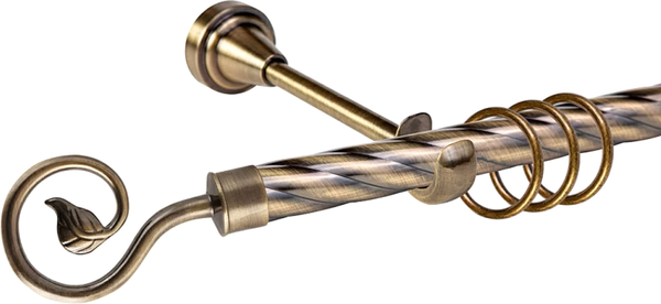 Изображение товара Карниз для штор АС ФОРОС Grace D19К + наконечники Завиток одинарный (3м, антик)