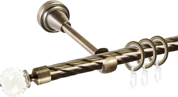 Изображение товара Карниз для штор АС ФОРОС Grace D19К + наконечники Кристалл (2.4м, антик)